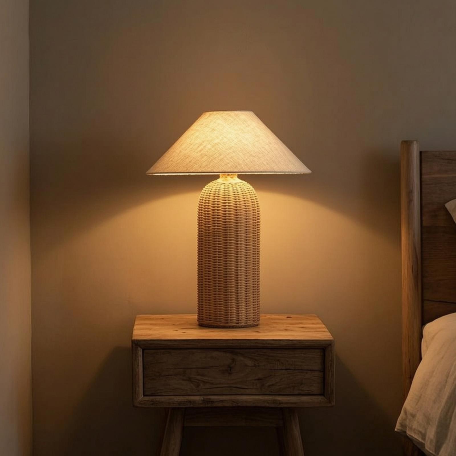Lampka nocna z rattanową podst – Desk Setup Lamp recenzja i cena